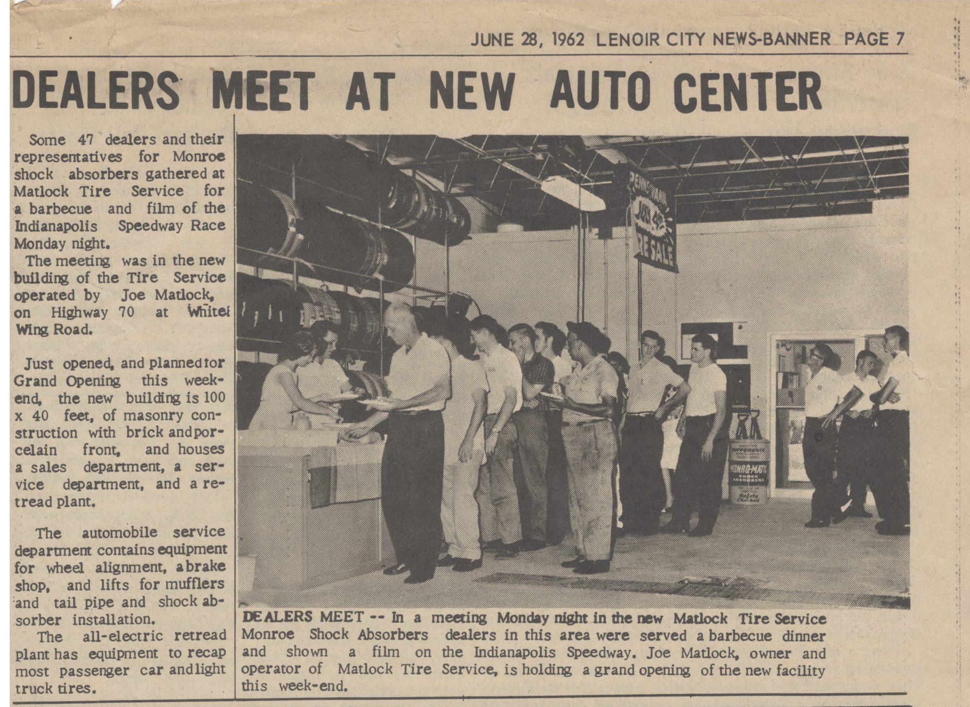 Dealers Meeting 1962 newspaper from tire dealers meeting