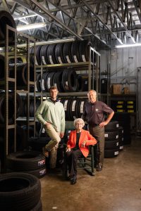the matlock family surrounded by tires