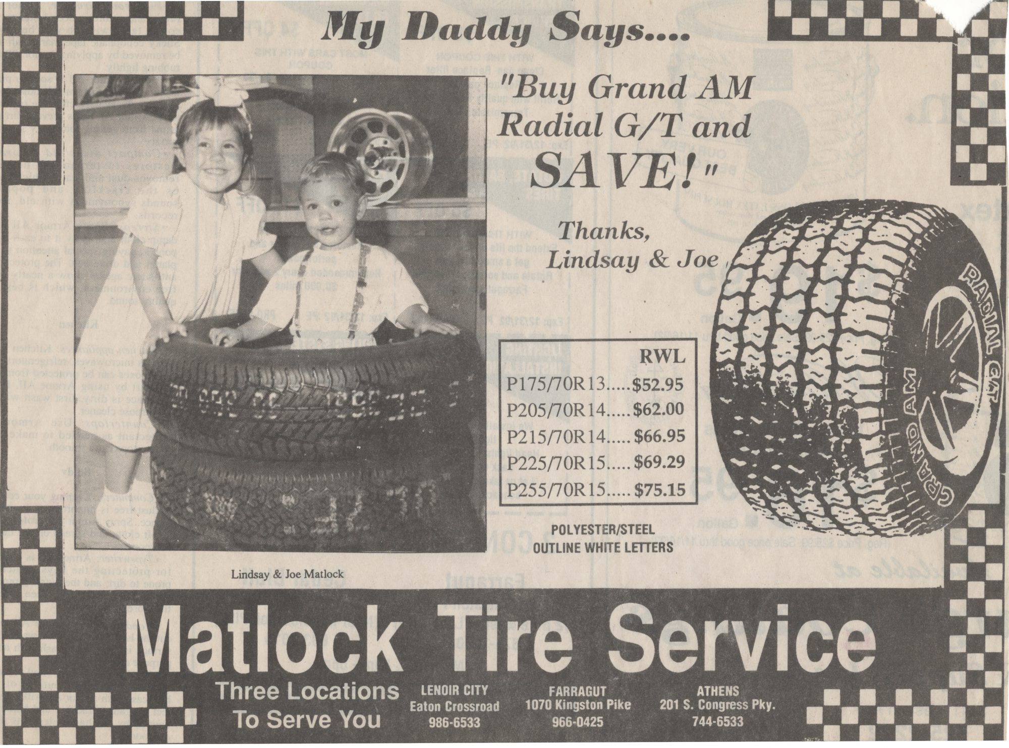 Lindsay & Joe Matlcok lindsay and joe matlock in newspaper ad