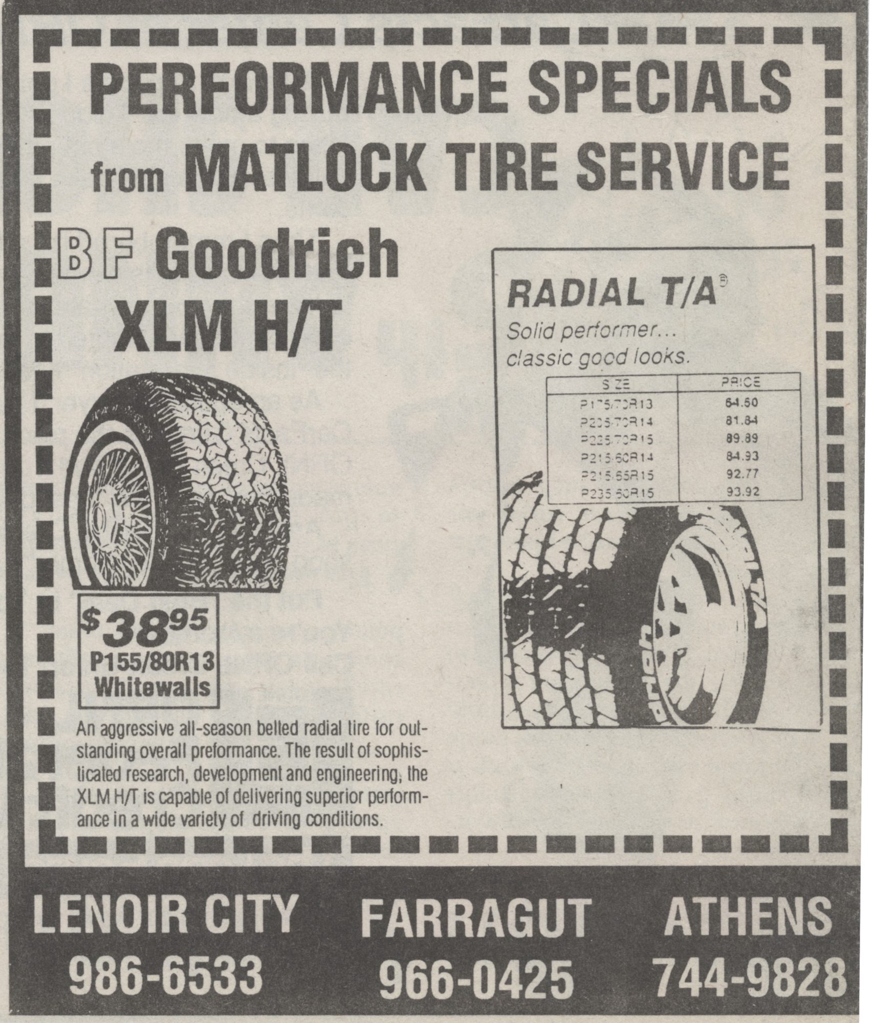 NewspapeAd newspaper ad for performance tire specials